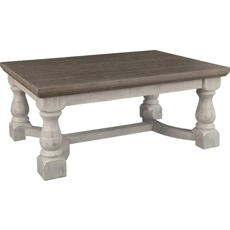 Rectangular Coffee Table Gray & White Weathered Finish Table