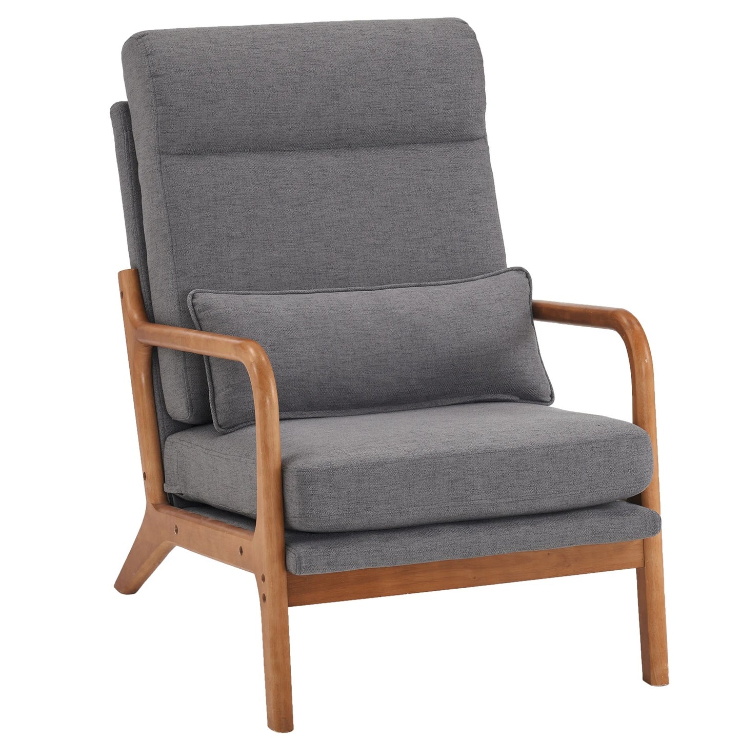 High Back Solid Wood Armrest Backrest Iron Frame Chair